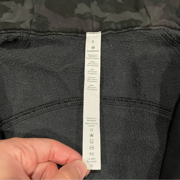Lululemon Scuba Hoodie *Light Cotton Fleece Incognito Camo Multi Grey Size 6 - Picture 7 of 14